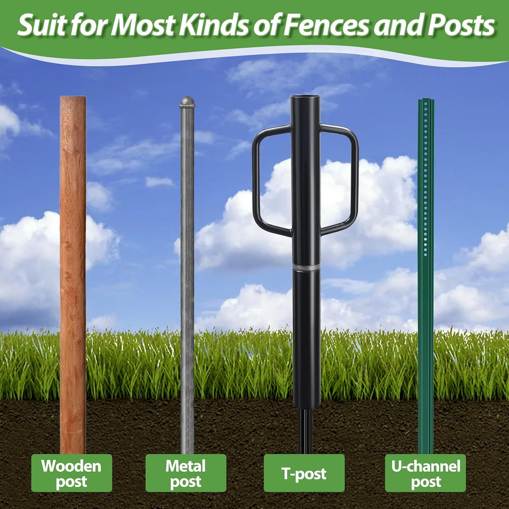 T Post Driver 12 LB, Fence Post Driver with Handles, Heavy Duty Metal Post Pounder for Wooden Posts U-Channels, 17