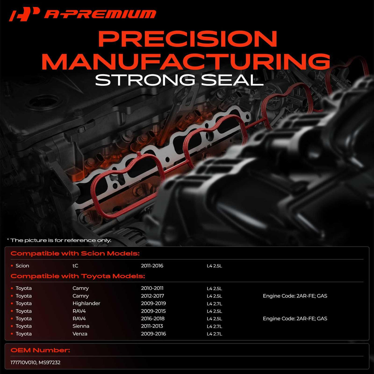 A-Premium Lower Engine Intake Manifold Gasket Set Compatible with Toyota