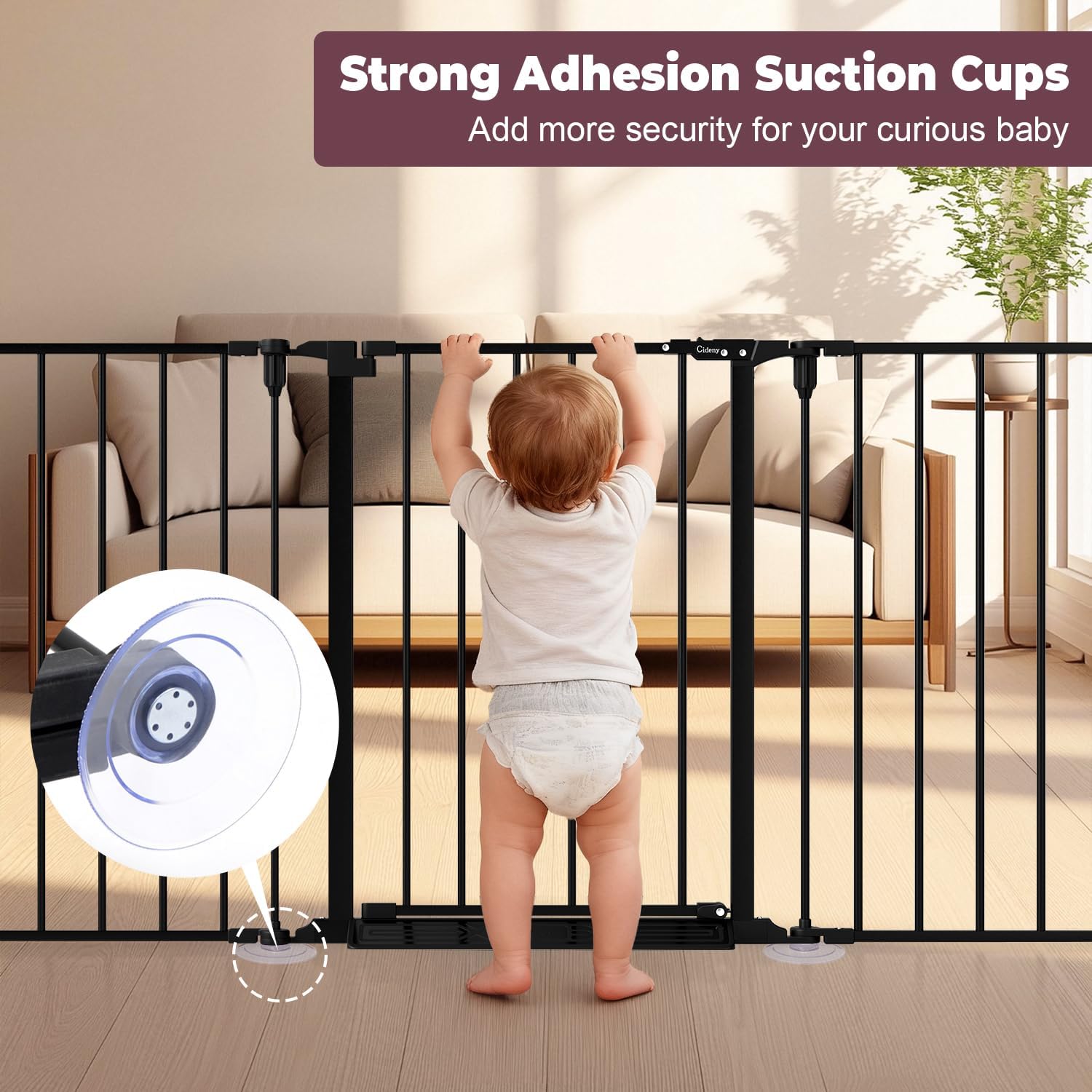 127.5" Extra Wide Baby Gate for Fireplace Christmas Tree, Configurable 5 Metal Panels Baby Fence, Child Gate for Wide