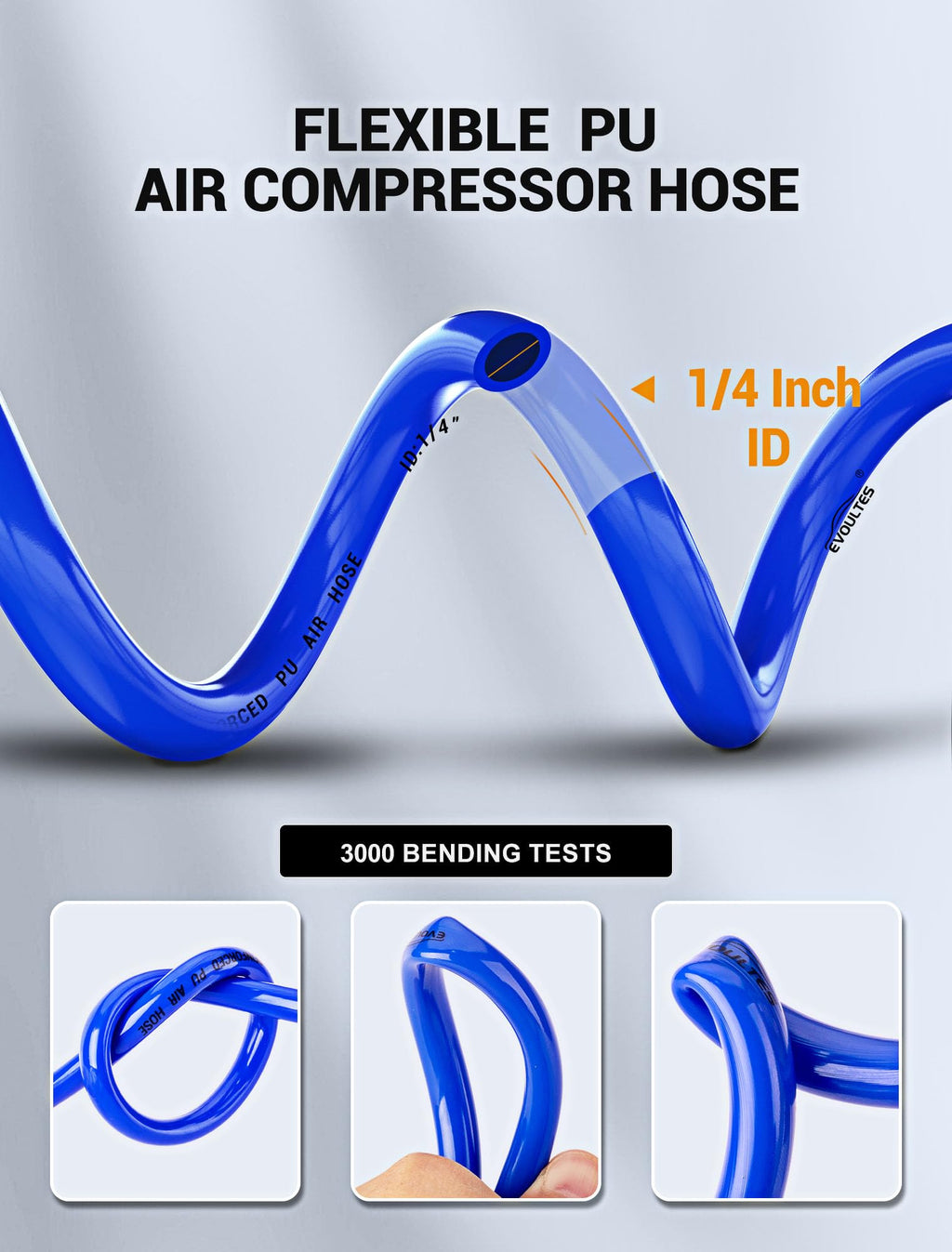 EVOULTES 1/4 In x 28 Ft Polyurethane Recoil Air Compressor Hose
