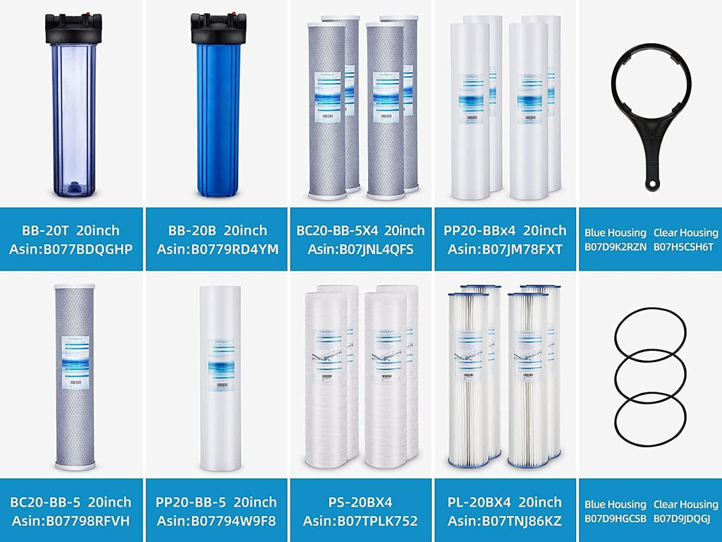 Geekpure 20 Inch Whole House Carbon Block Water Filters-4.5" x 20"-5 Micron