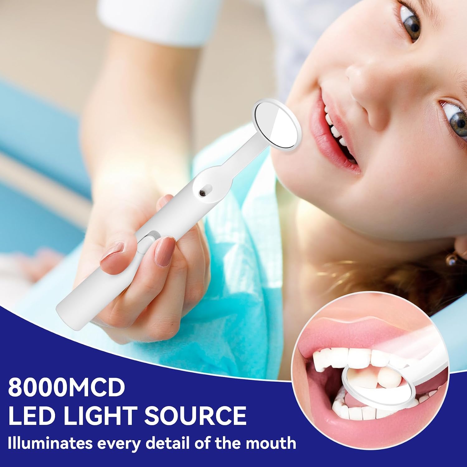 Dental Mirror for Teeth with Light Anti Fog Dentist Mouth Mirror, Reusable Plastics Dentist Mirror with Replaceable