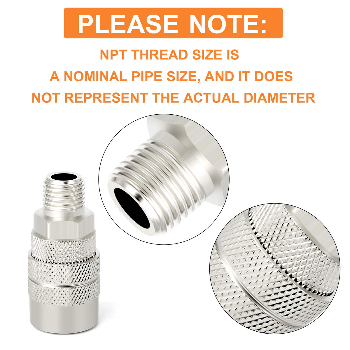 GASHER 2PCS 1/2-Inch Male Industrial Coupler,1/4 Basic Flow Quick Connect Air Coupler