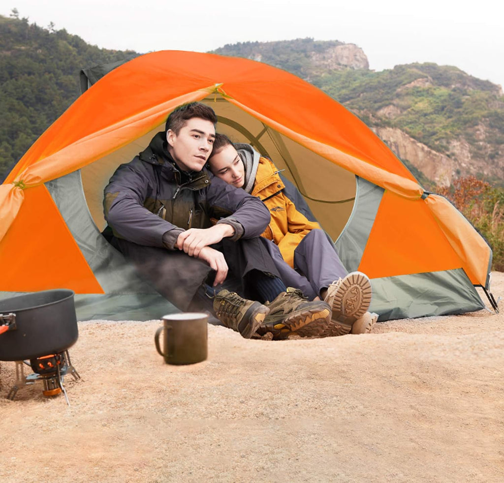 2/4 Person Camping Tent Lightweight Waterproof Backpacking Tent | Easy Setup Windproof Two Doors Double Layer with