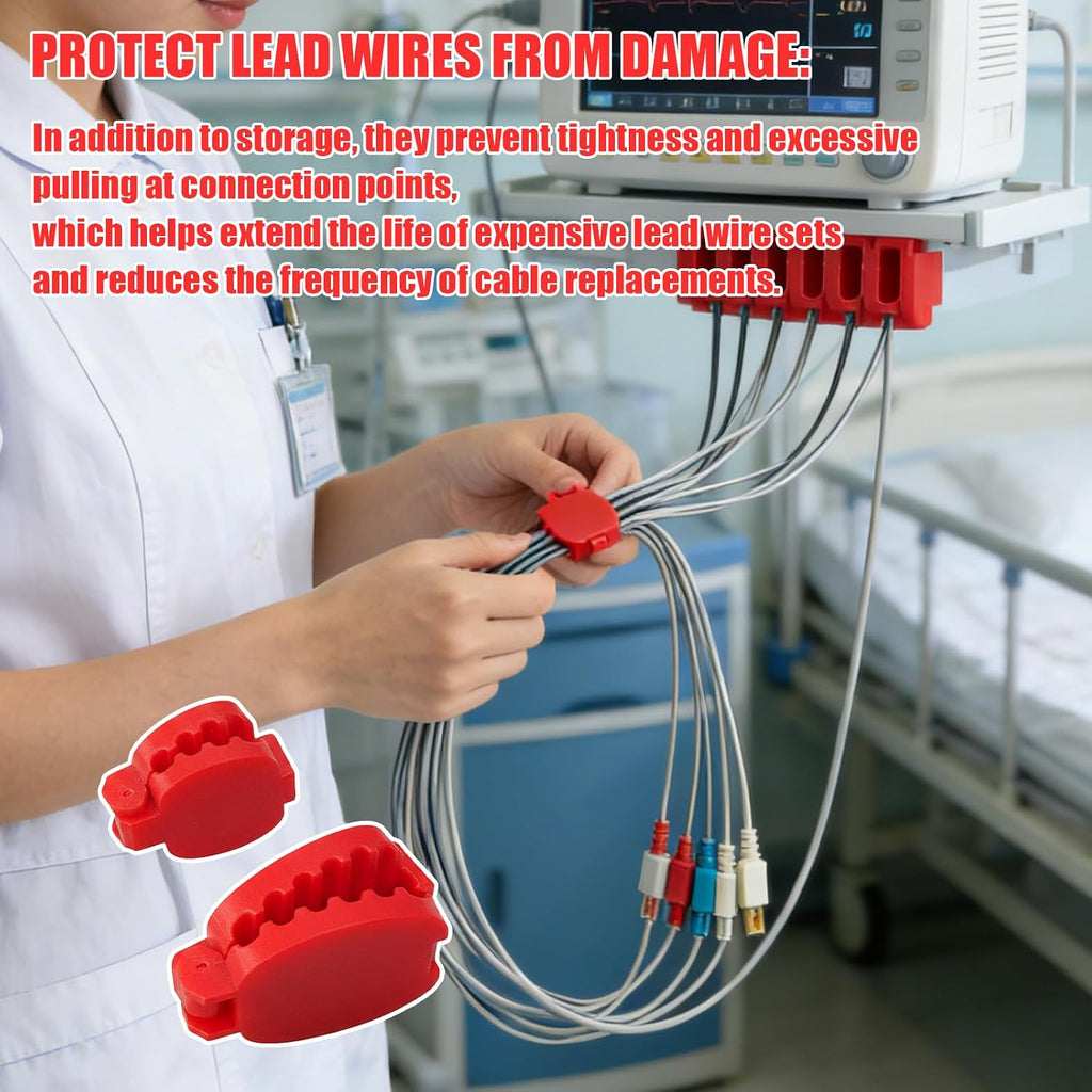 12-Lead Cable Organizer, 2PC Cord Holder, 4-Slot and 6-Slot Wire Organizer for ECG Leads & EKG Machines, Tangle-Free