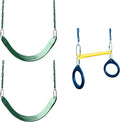 WS 5100 2 Pack of Green Swing Seats with Ring/Trapeze Combo Swing Swing Set Refresher Bundle, Green