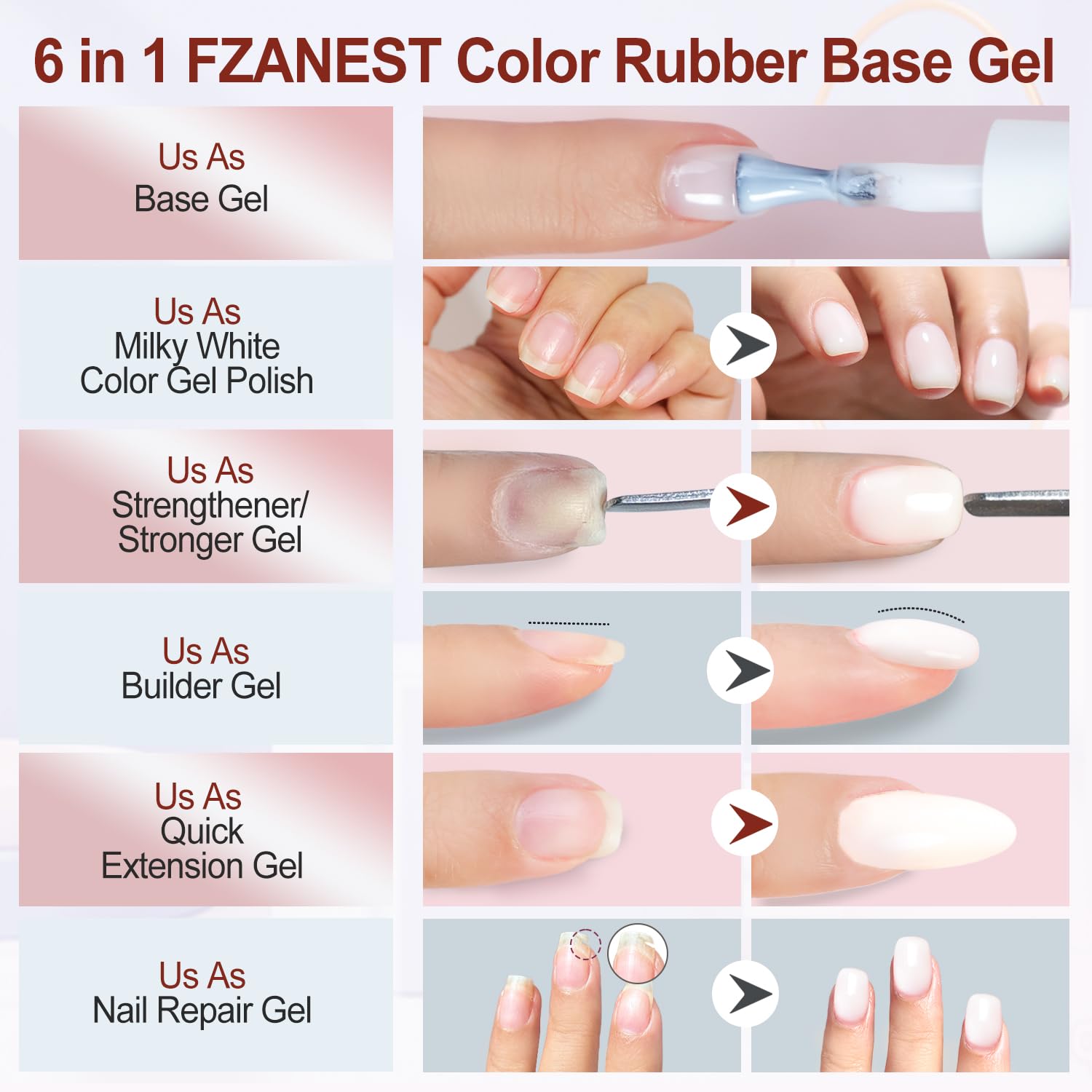 Builder Gel for Nails, Milky White Gel Polish Rubber Base For Nails Strengthener Extension Apex Building Repair UV