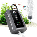 Battery Powered Aquarium Air Pump with Digital Display, Quiet Fish Tank Aerator & Bubbler up to 60 Gal, USB