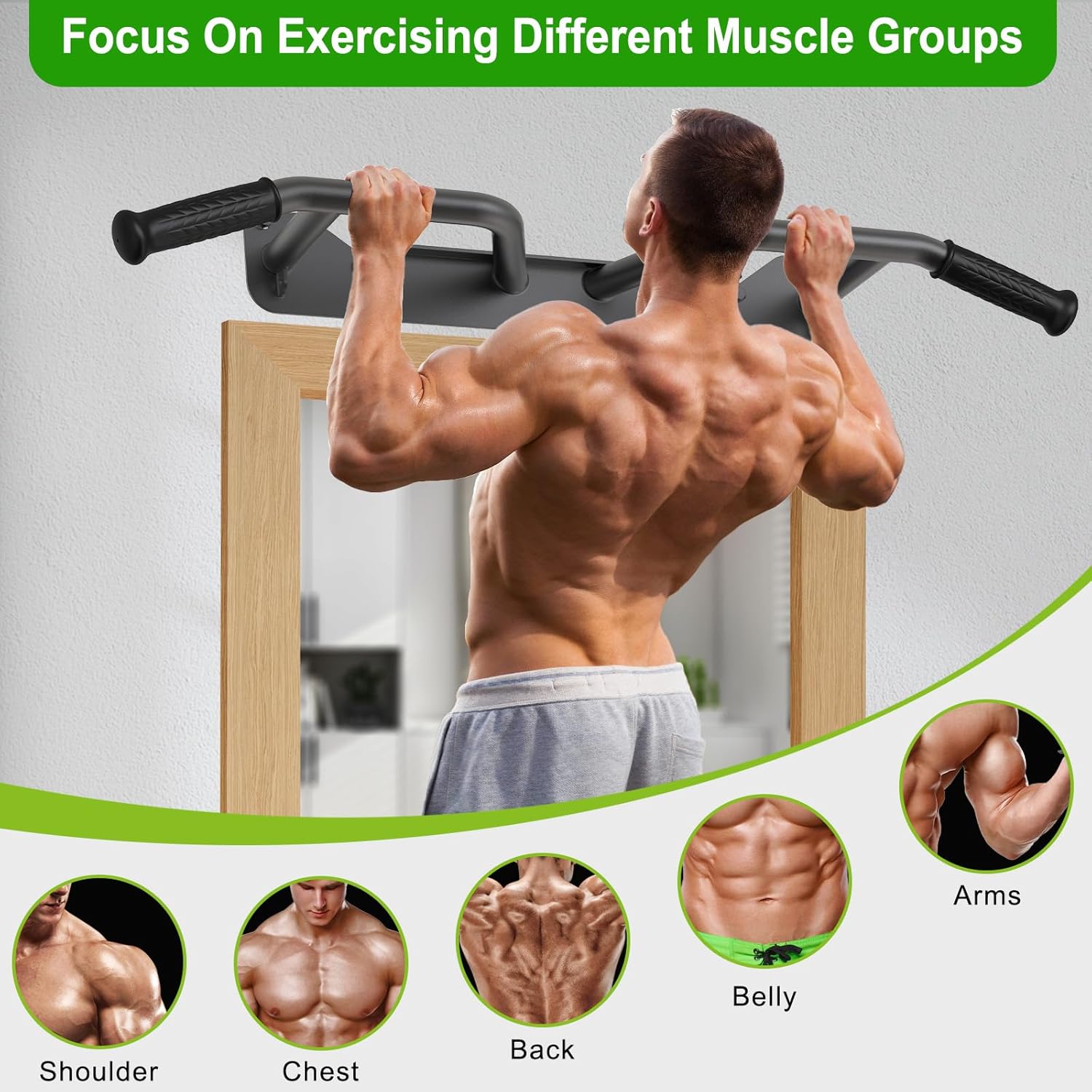 Heavy Duty Welded Pull Up Bar Wall/Joist/Ceiling Mount Chin Up Bar | Multifunctional Pull-up Bars w/Resistance Band