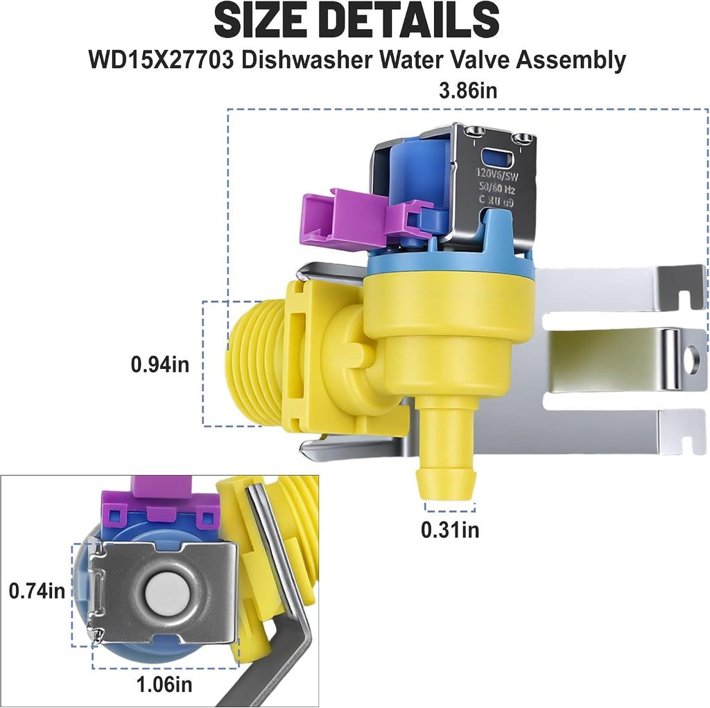 WD15X27703 Dishwasher Water Inlet Valve Assembly
