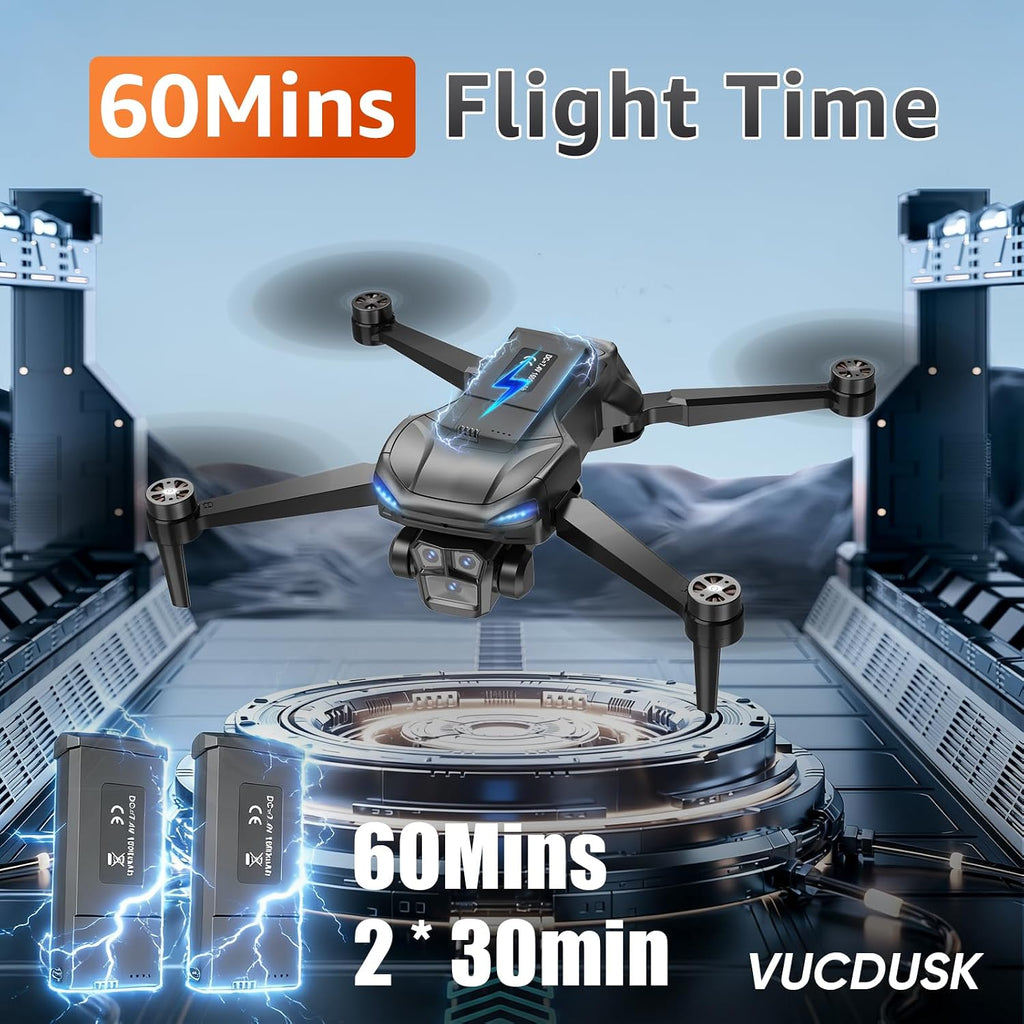 GPS Drone with Camera for Adults - 4K Drone with 4.5” FPV Screen Controller, 60 Min Flight, Brushless Motor Foldable