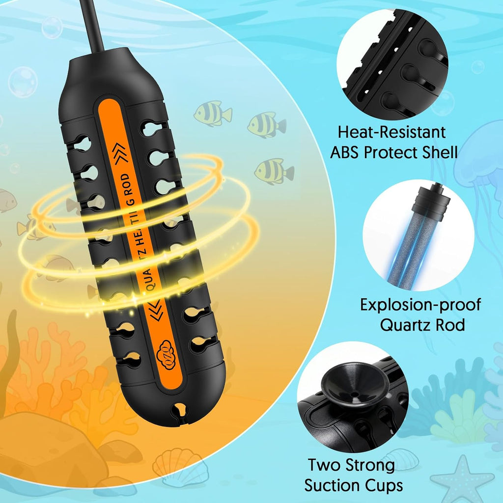 Aquarium Heater, 25W Adjustable Fish Tank Heater with Digital Display | External Temperature Controller, Submersible