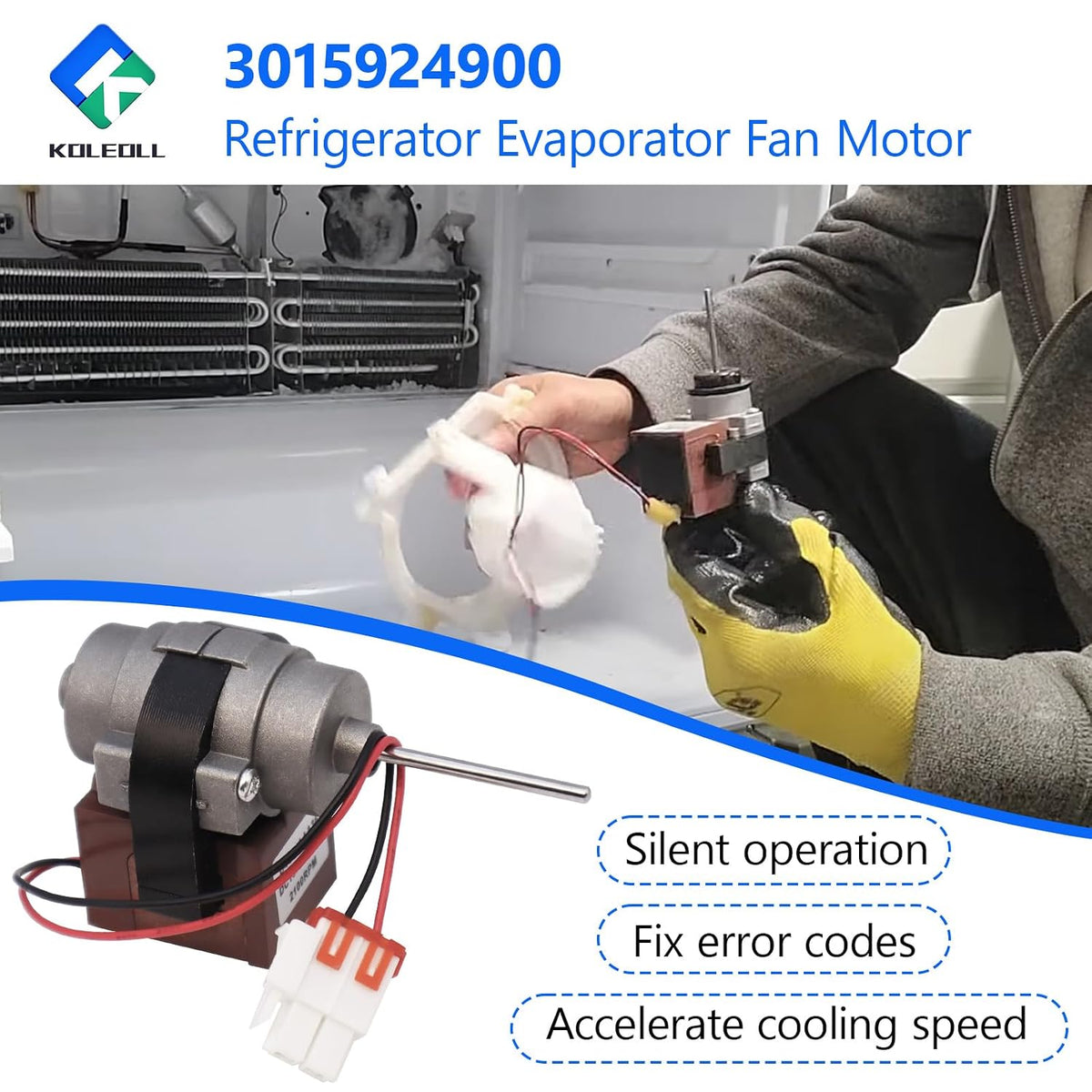 3015924900 Refrigerator Evaporator Fan Motor Compatible with Kenmore
