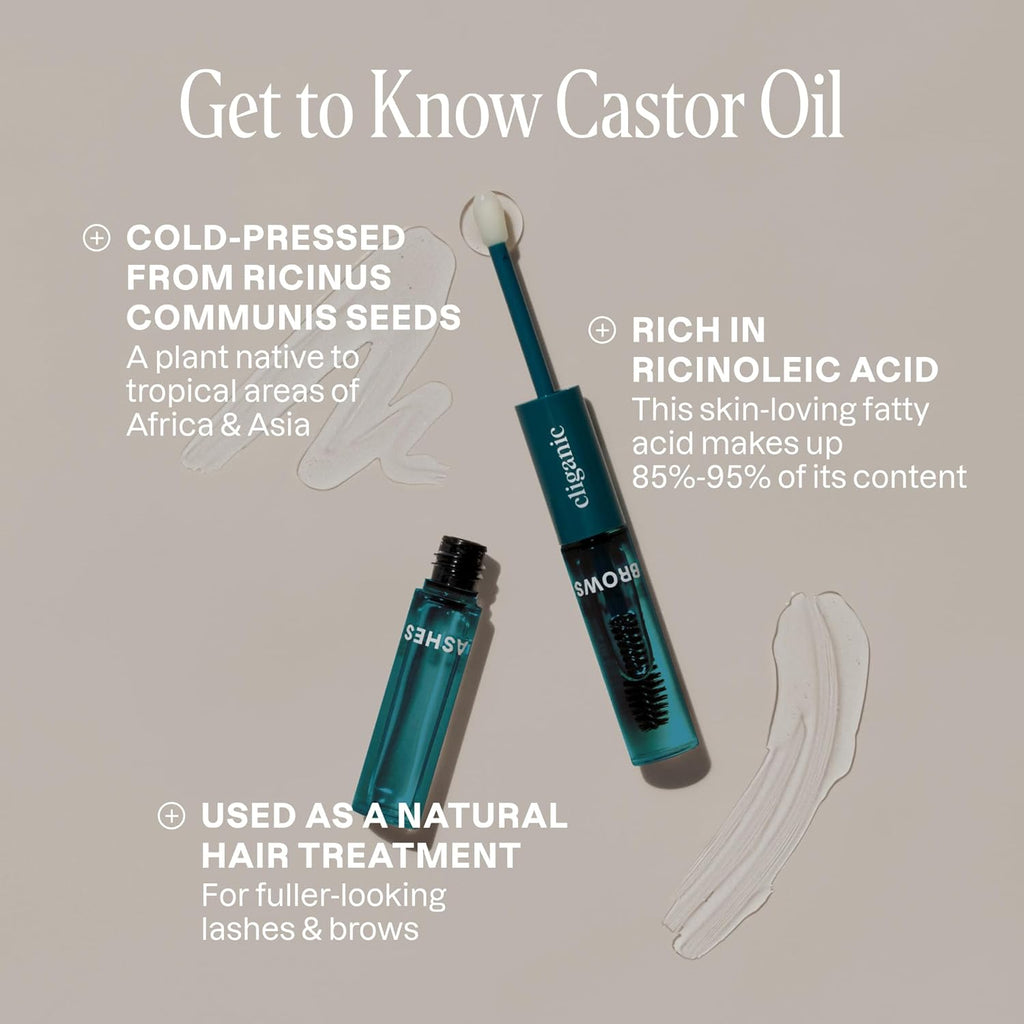 Organic Castor Oil Eyelash Serum – Refillable Wand, 100% Pure, Unrefined, Cold-Pressed Oil for Fuller-Looking Lashes