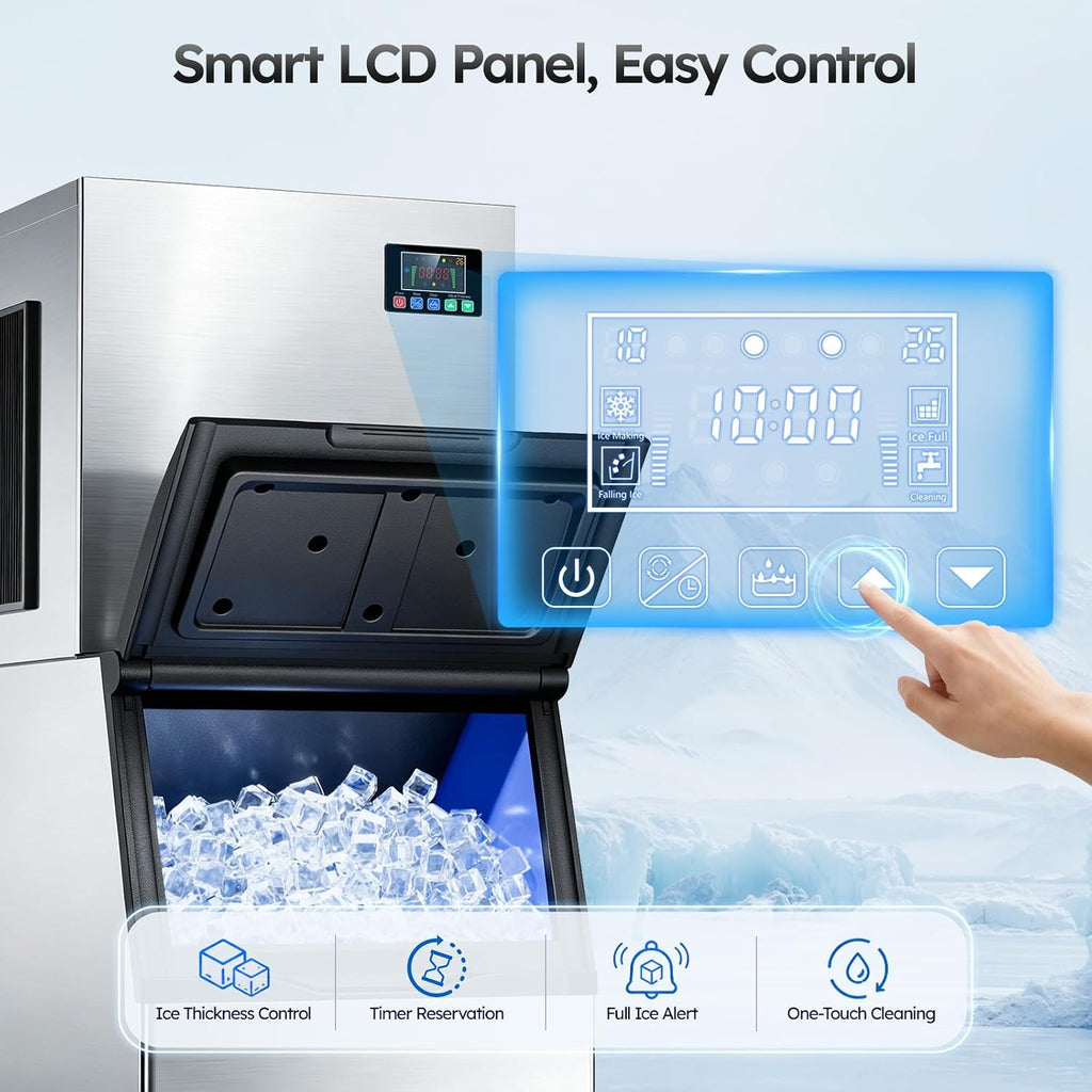 Commercial Ice Maker Machine, 680LBS/24H with 560LBS Storage Bin