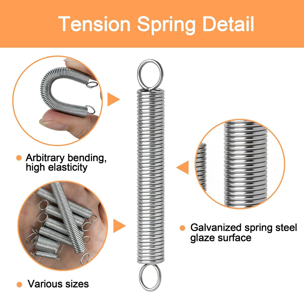133 PCS Extension Spring Assortment Kit 18 Different Sizes Small Spring Zinc Plated Extension Springs for Home