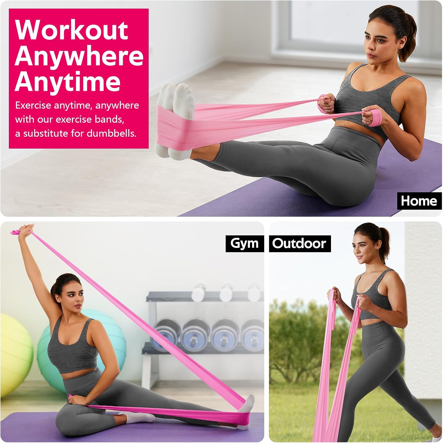 Resistance Bands for Working Out, Exercise Bands for Women and Men, Workout Bands for Physical Therapy, Stretch