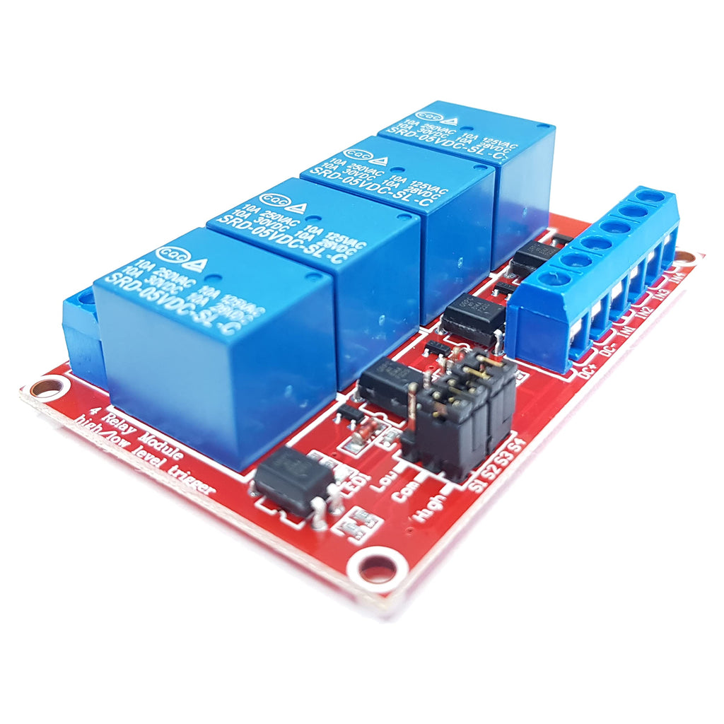 DIYables 4 Channel 5V Relay Module for Arduino ESP32 Raspberry Pi, 2 Pack