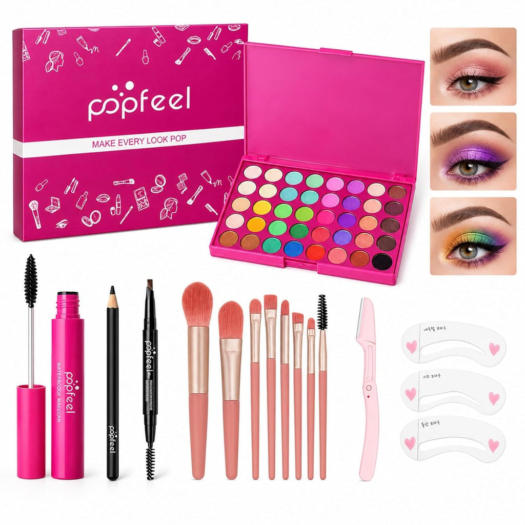 40-Color Eyeshadow Palette Eye Makeup Set (Red) | 40 Color Shade Palette All-in-One Kit Begineer Friendly Full Eye