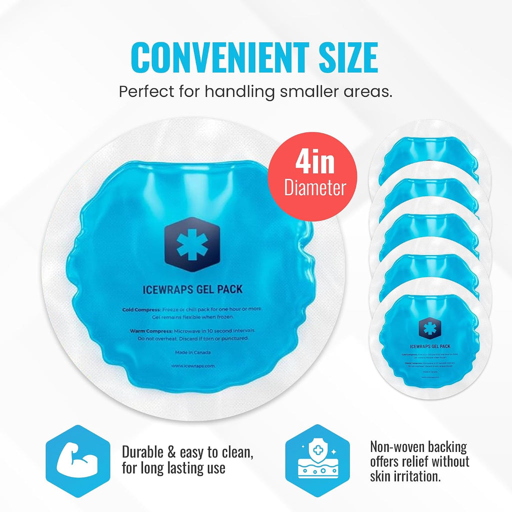 4 inches Round Reusable Ice Packs with Cloth Backing, 5-Pack Blue