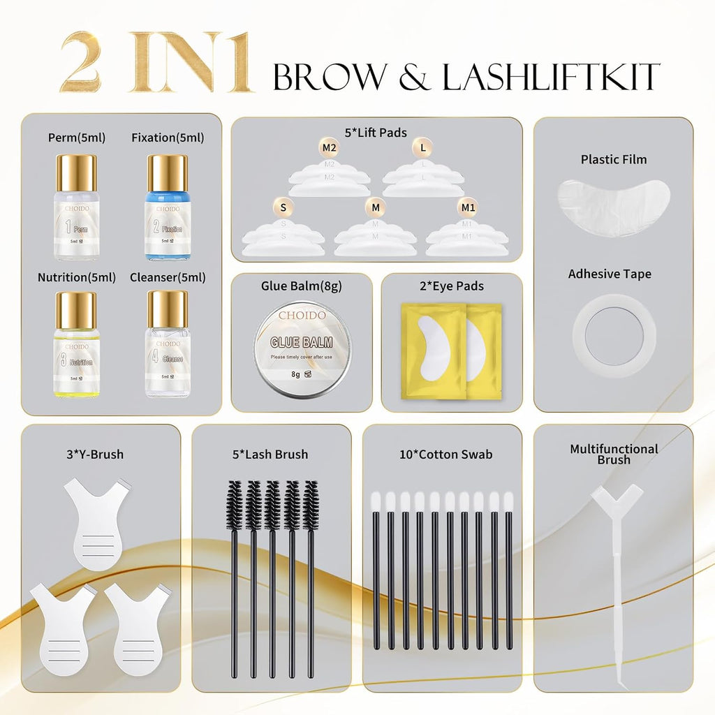 Lash Lift Kit & Brow Lamination Kit, 2 in 1 Professional Eyelash Curling and Eyebrow Lamination Set, DIY Eyelash Perm