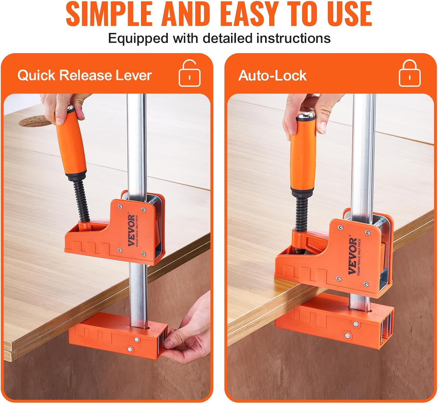 Bar Clamps for Woodworking, 2-Pack 50" Parallel Clamp Set, F Clamp with 1100 lbs Load Limit, Even Pressure