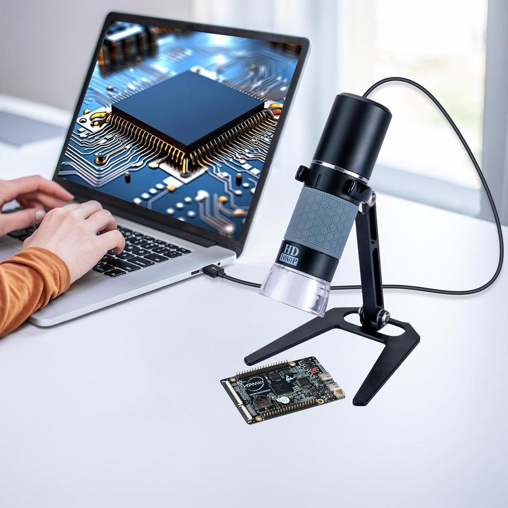 1080P 50-1000x USB Digital Microscope Stand for iPhone Android PC | 1920x1080P 8 LED Handheld Endoscope Mini Camera