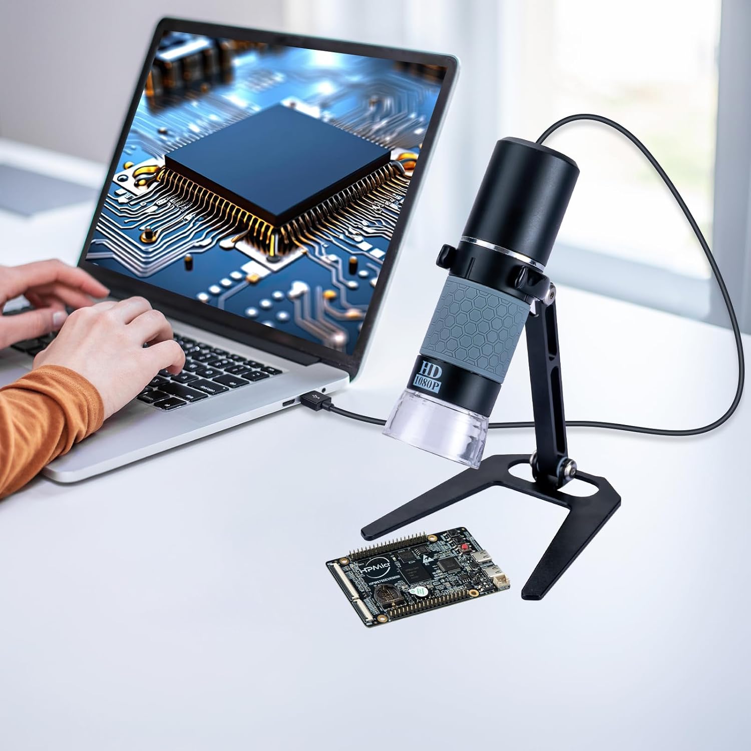 1080P 50-1000x USB Digital Microscope Stand for iPhone Android PC | 1920x1080P 8 LED Handheld Endoscope Mini Camera