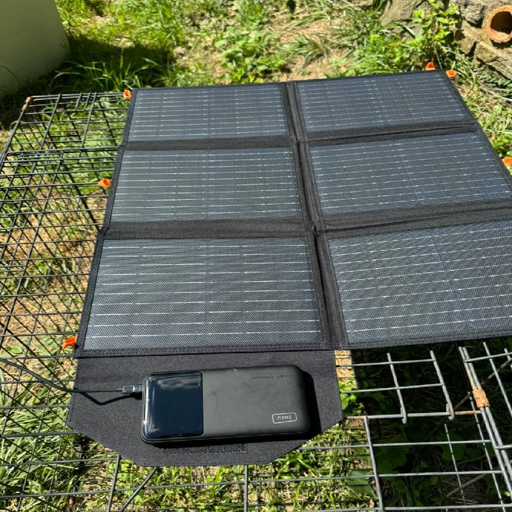 [Upgraded] FlexSolar 60W Portable Solar Panels Chargers IP65 Waterproof | with PD3.0 USB-C, QC3.0 USB-A & DC; Power