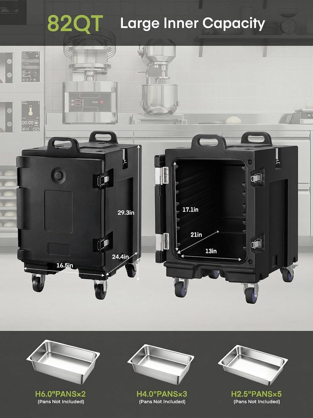 Catering Food Warmer, 82Qt Front Loading Hot Box for Catering for Camping