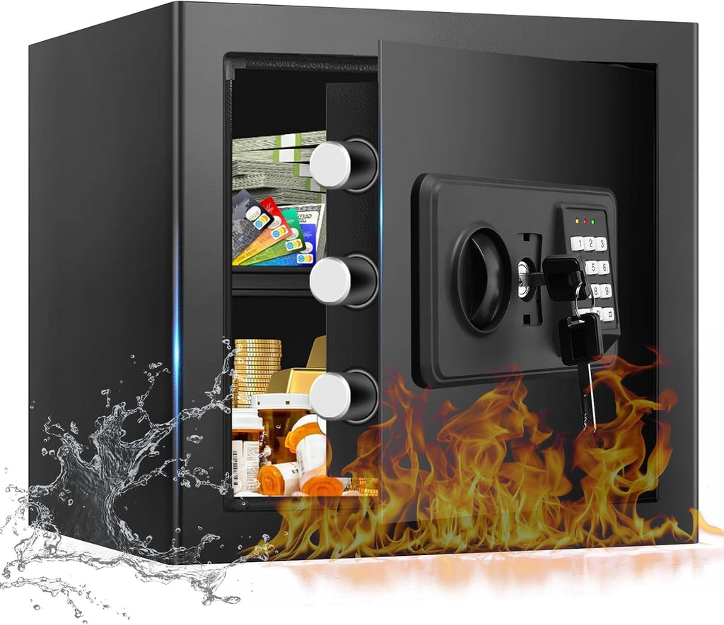 1.8 Cub Small Fire Safe for Home Use, Digital Security Safes Fireproof Waterproof with Combination Lcok and Removable