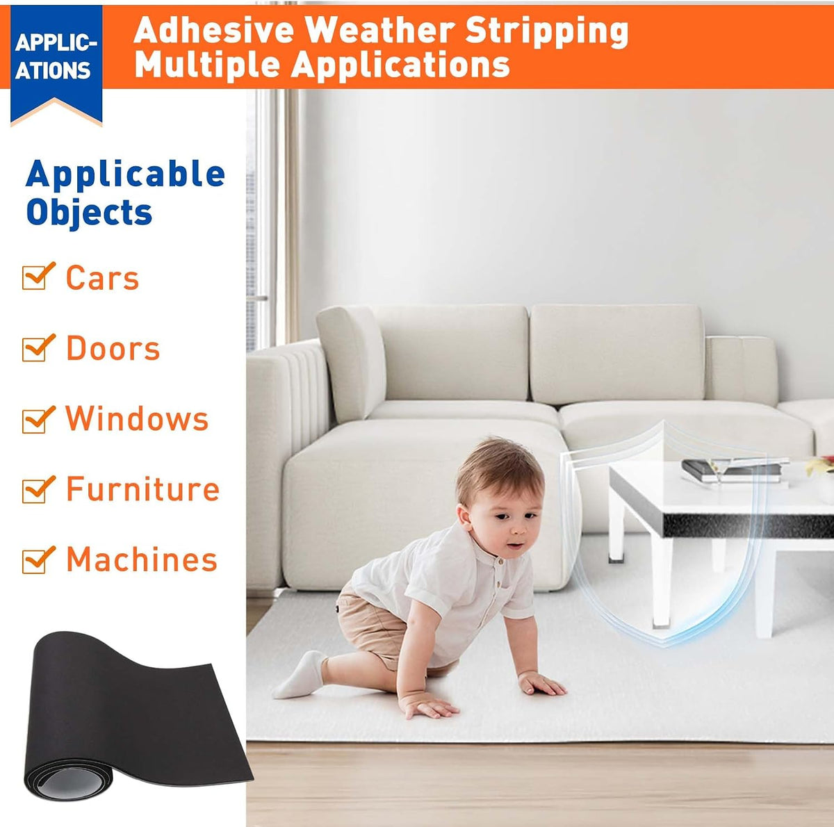 Adhesive Sponge Neoprene Foam Padding, 1/8" Thick x 12" x 59"