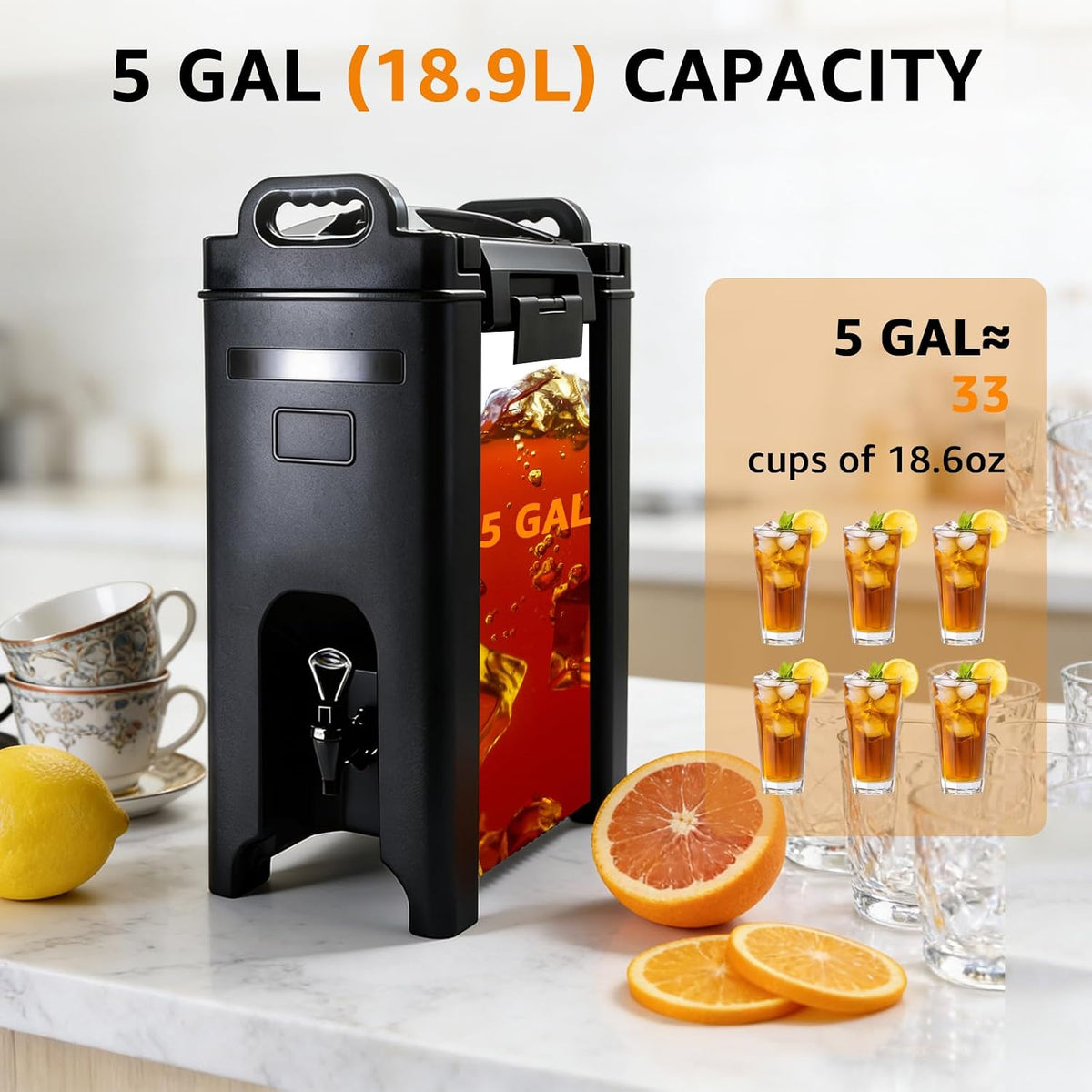 Insulated Beverage Dispenser 5 Gallon Hot and Cold Beverage Server