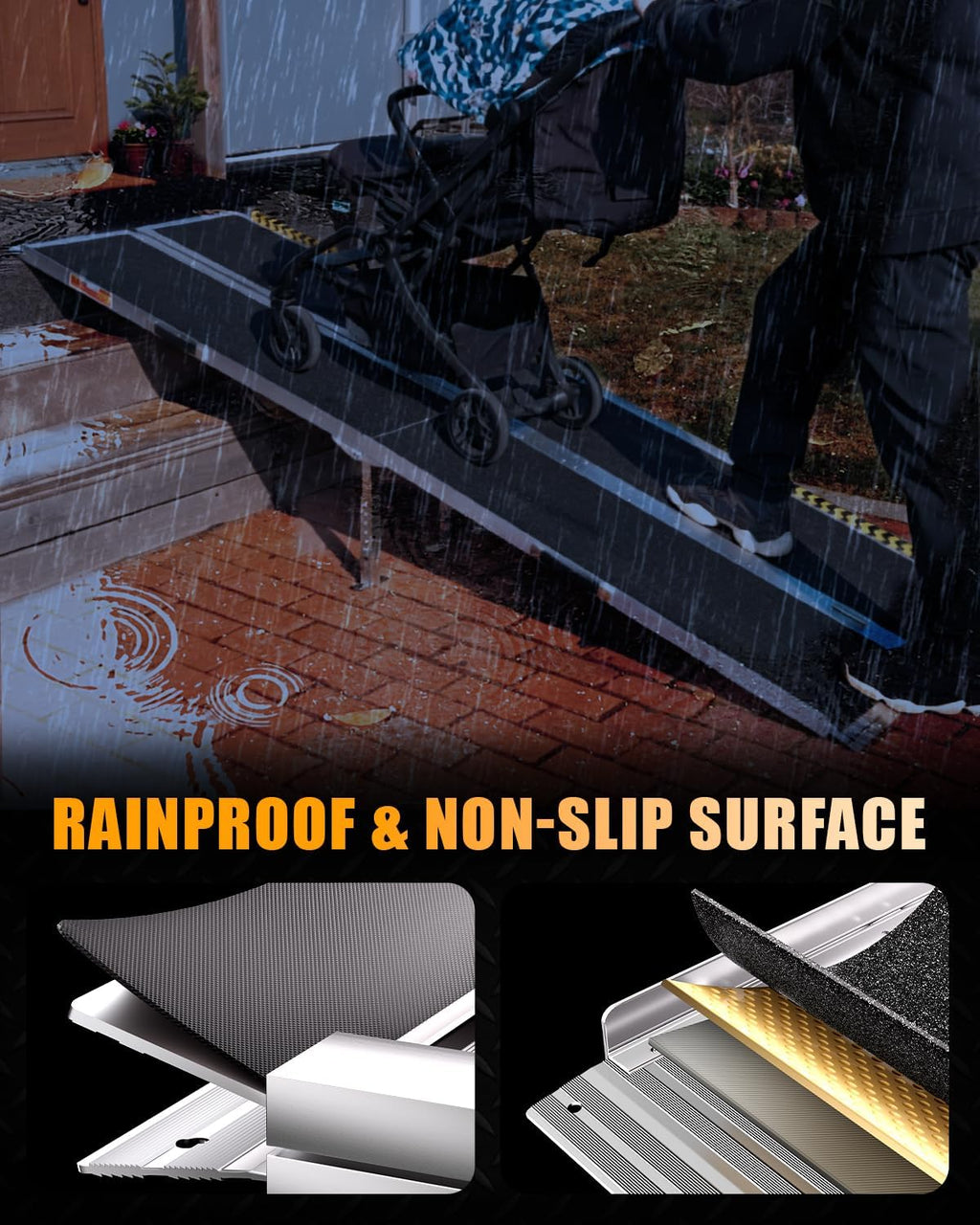 7ft Wheelchair Ramp with 4 Support Legs, Seamless Portable Aluminum Ramps for Wheelchairs for Home Steps & Stairs