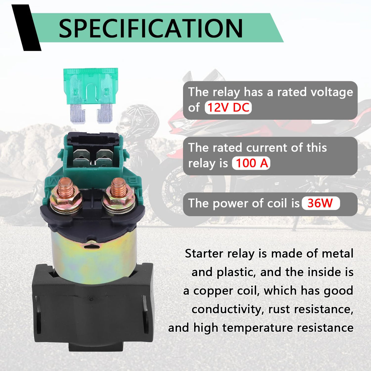Starter Solenoid Relay, Compatible with Kawasaki Bayou 220 KLF200 Relay
