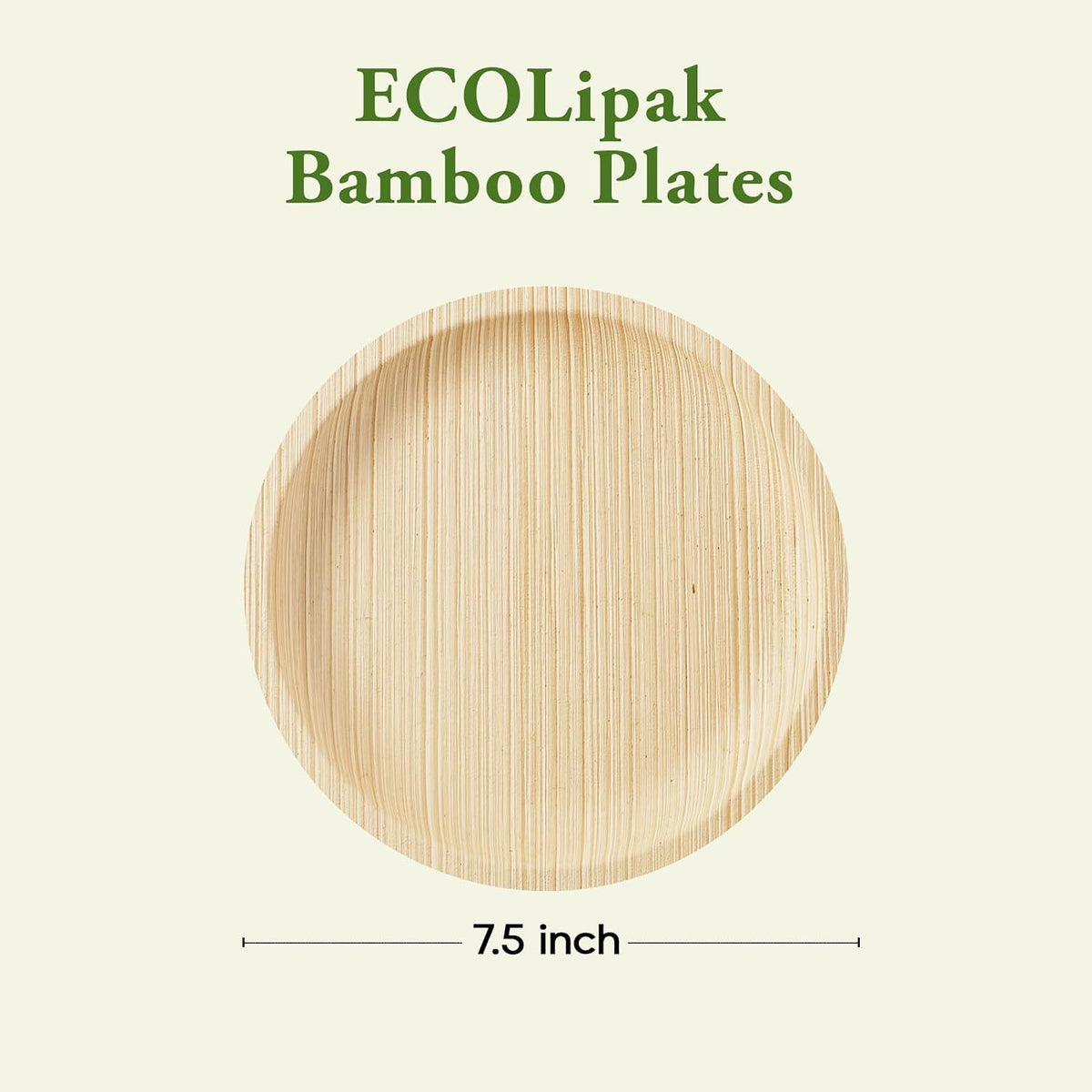 7.5 Inch Disposable Compostable Plate Like Bamboo Plate, 50 Pack