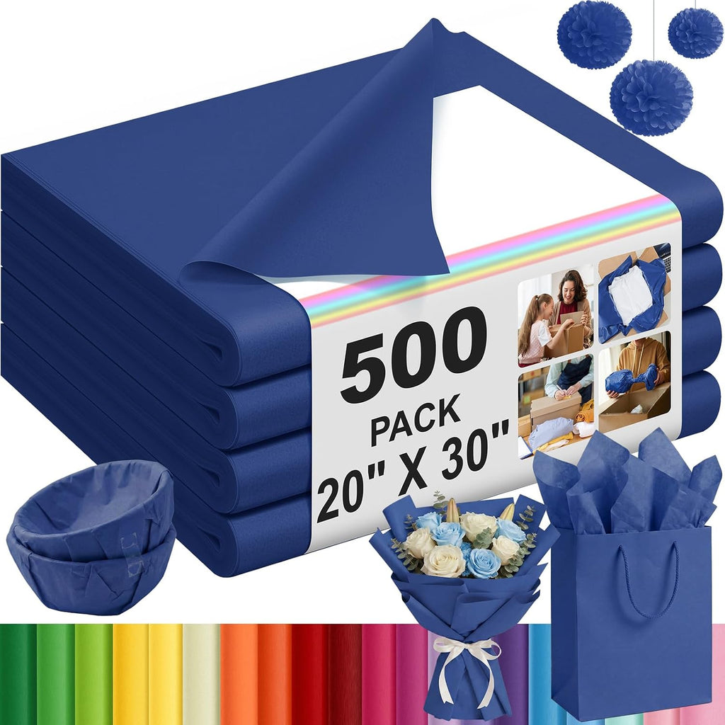 500 Sheets Navy Blue Tissue Paper Bulk 20 x 30 Inch for Rosh Hashanah Gifts