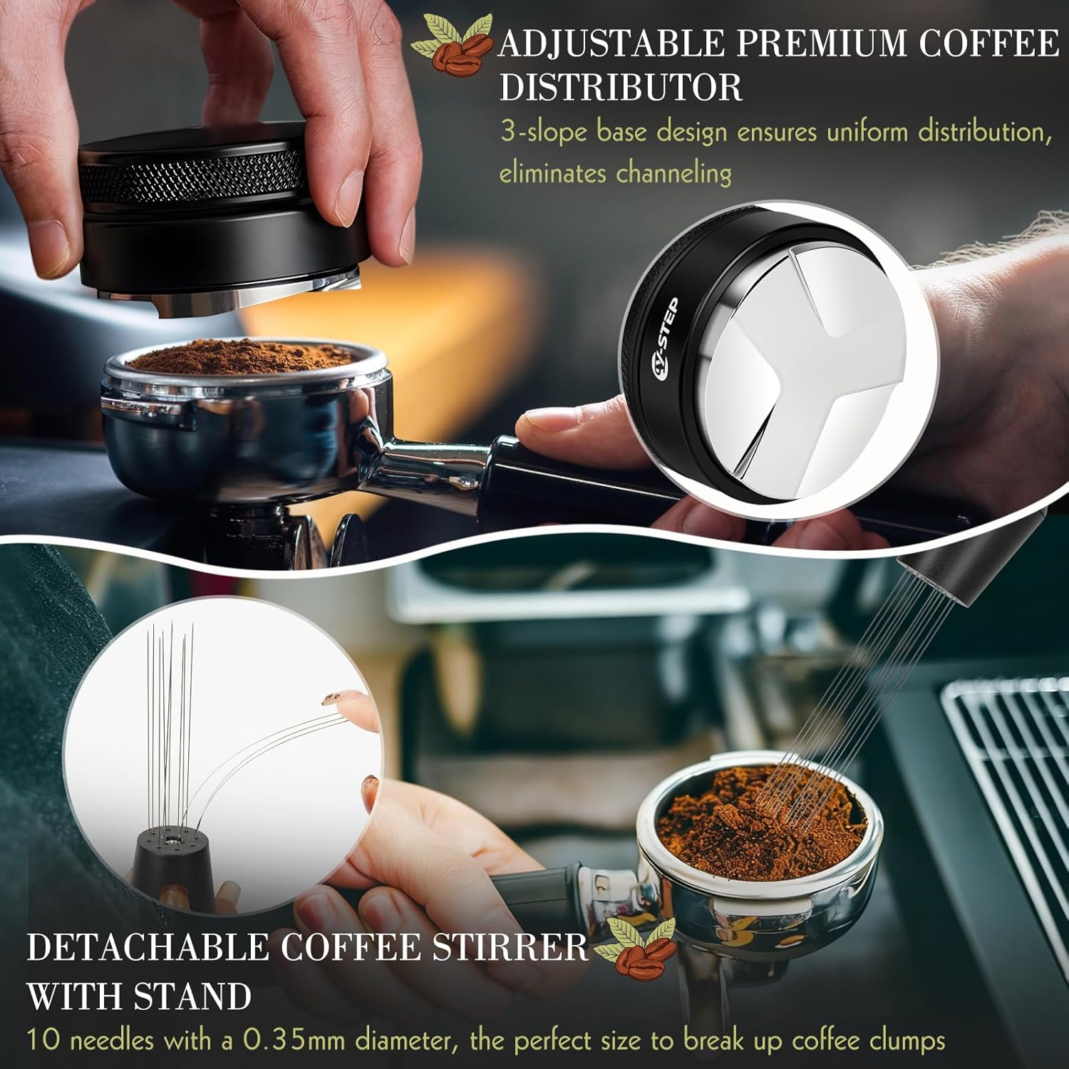 8 Pcs Espresso Accessories Kit, 51mm Espresso Tamper Kit Espresso Tools Barista Kit & Espresso Tamping Station, with