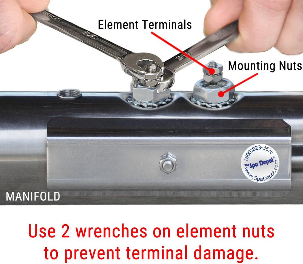 Replacement Flo-Thru Hot Tub Spa Heater Element: 5.5kW or 4kW - Flow Through