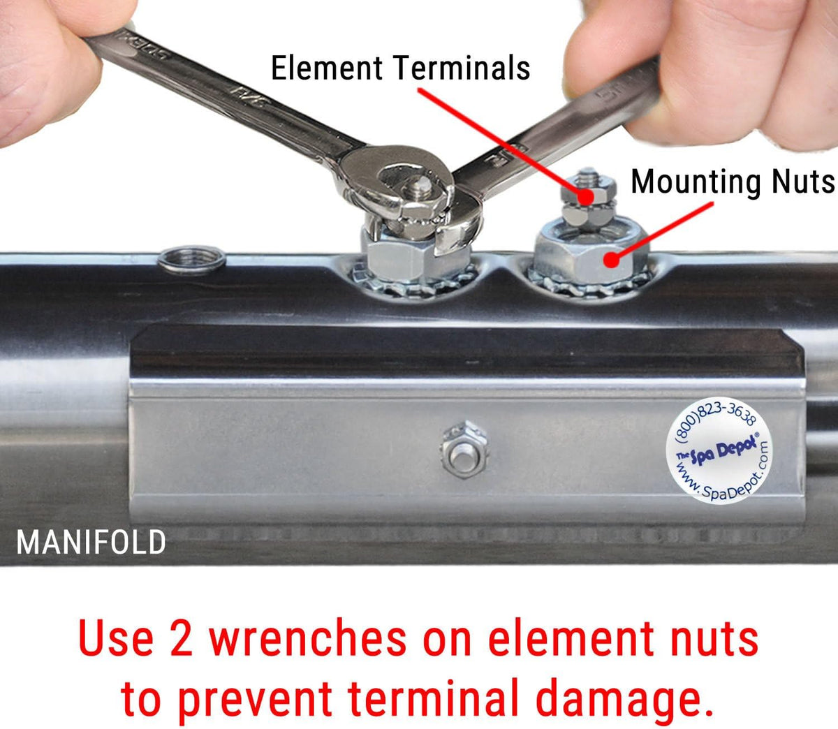 Replacement Flo-Thru Hot Tub Spa Heater Element: 5.5kW or 4kW - Flow Through