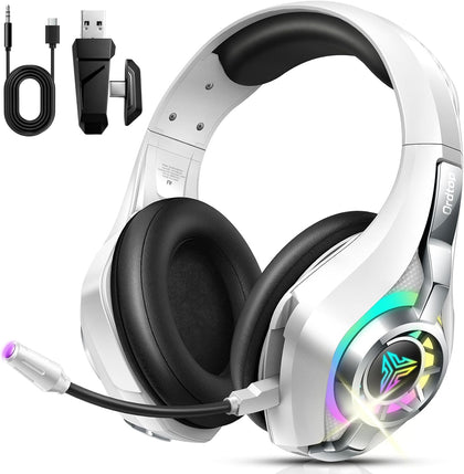 2.4GHz Wireless Gaming Headsets for PS5/PS4/Switch, 2026 RGB Noise Cancelling Over-Ear Headphones with 7.1 Surround