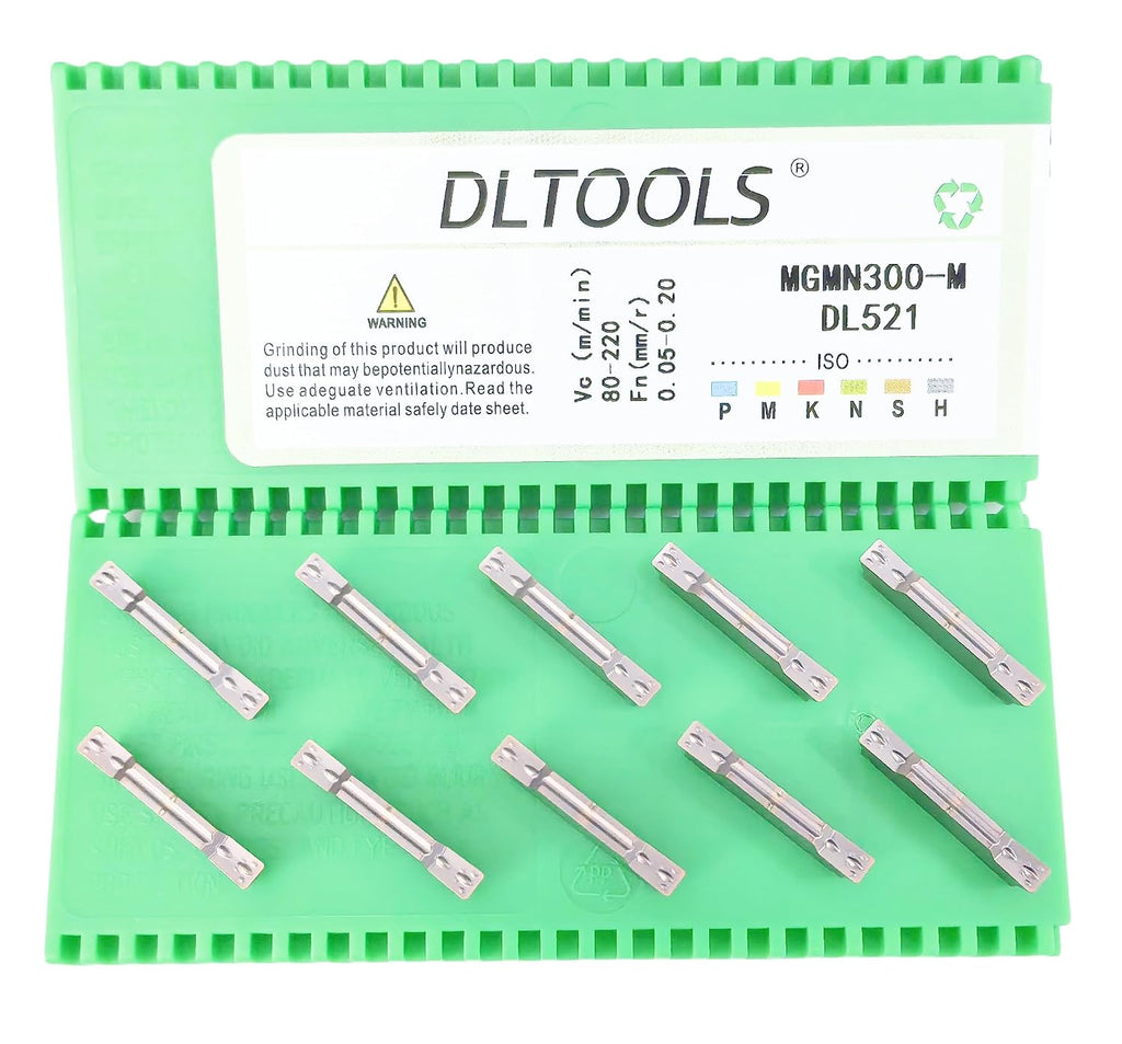 DLTOOLS Industrial MGMN300 PVD Coated(Black&Grey) CNC Grooving Carbide Inserts Cutting Tools for Steel,10pcs