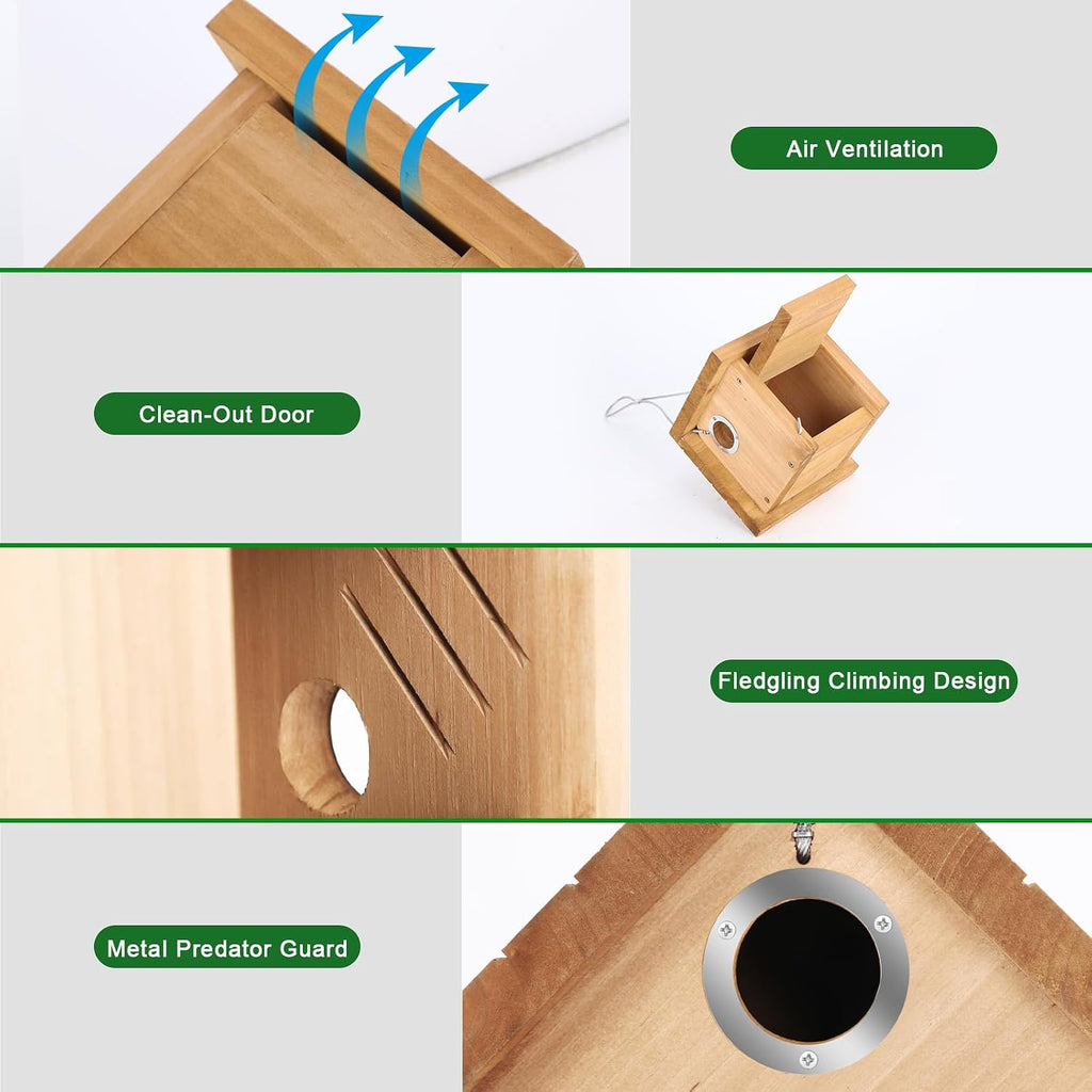 Wren Bird Houses for Outside with 1-1/8" Entrance Log Color 1 Pack