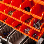 7-Tier Dual-Sided Rolling Storage Bin Rack & Parts Organizer, Black