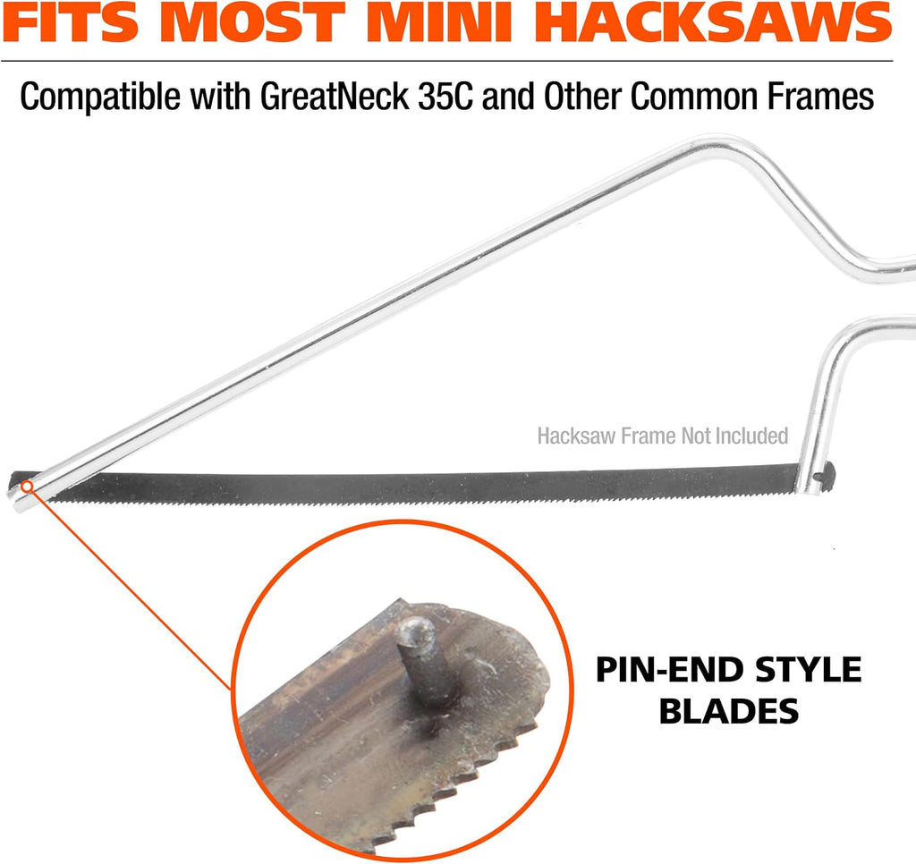 GreatNeck 5Pc Mini Hacksaw Blades Designed to Cut Metal, Pipe, Hard Woods
