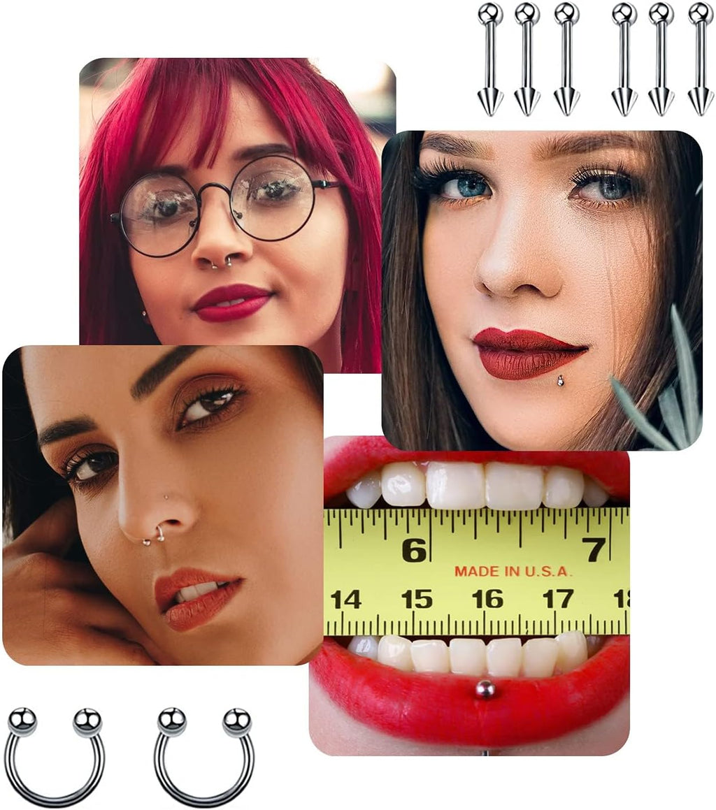 84+98+120PCS Body Septum Piercing Kit 14G 16G Tools for Nose Tongue Lip Ear Eyebrow Belly Button Cartilage Tragus