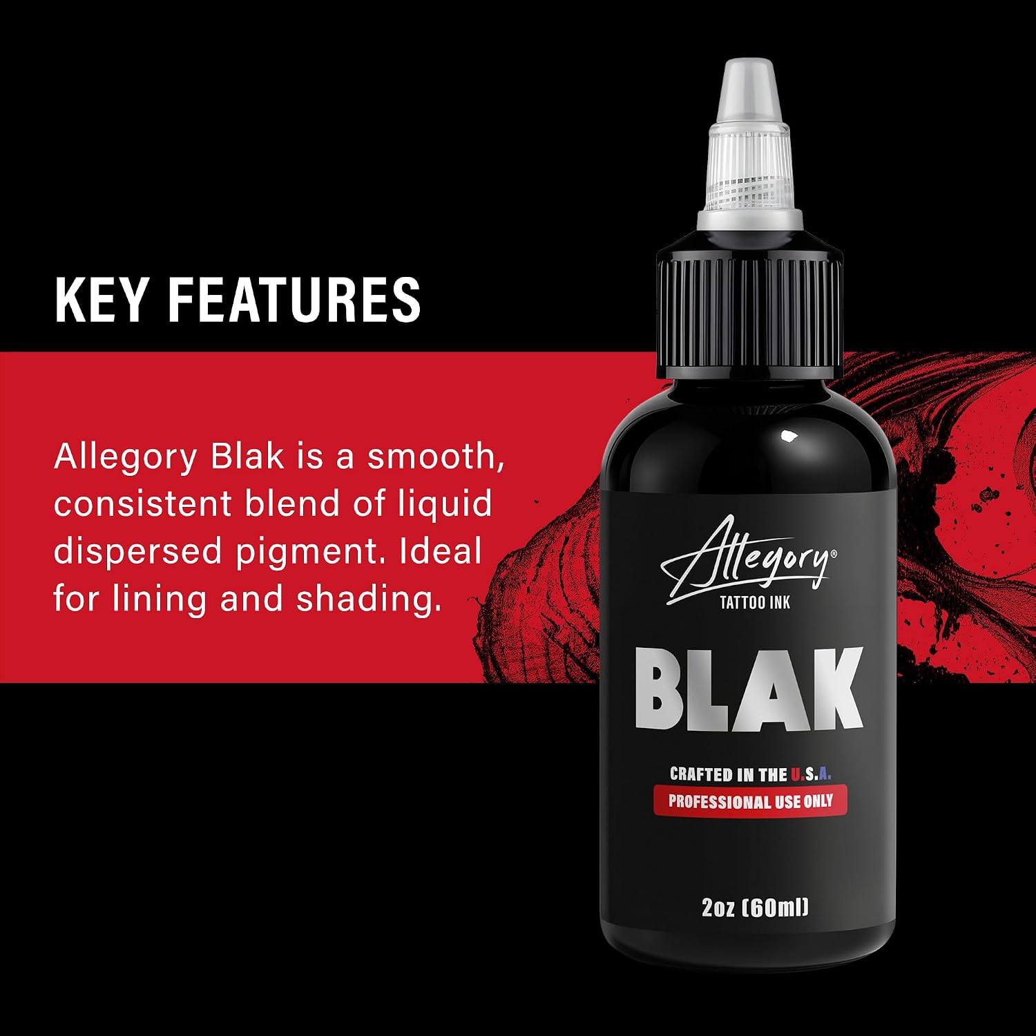 Tattoo Ink – Blak, Premium Black Tattoo Ink, Perfect for Lining and Shading, Smooth, Consistent Pigment, Vegan