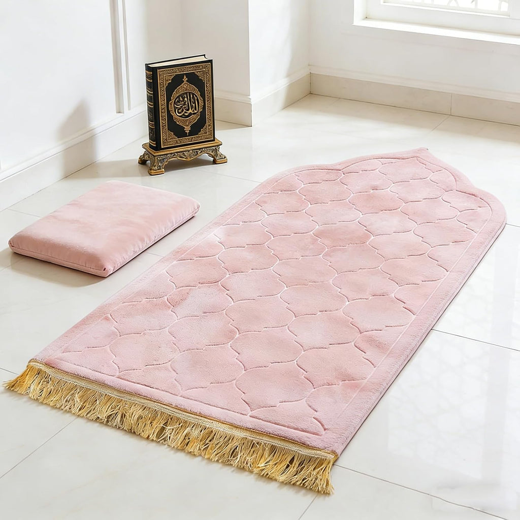 Muslim Prayer Rug with Memory Foam, 25.6x43.3 Inch Soft Padded Islamic Mat, Thick Sajadah for Knees and Forehead