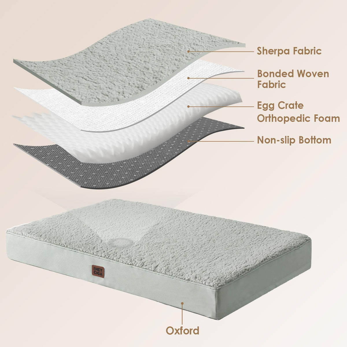 Orthopedic Dog Bed Large with Removable Washable Cover, 35x23