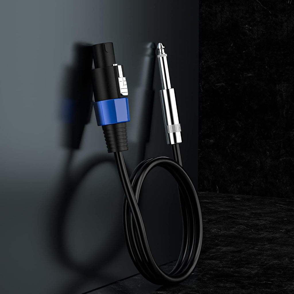 2-Pack 25 Feet Speakon to 1/4 Inch TS Speaker Cable 12 Gauge Twist Lock